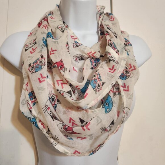 Self Esteem Accessories - Self Esteem Anime Cats Whimsical Polyester Infinity Scarf 11x31